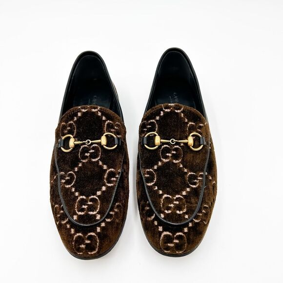 Gucci Loafers Horsebit Jordaan Velvet Flats GG Monogram Size 37.5, 7.5 - Picture 2 of 13
